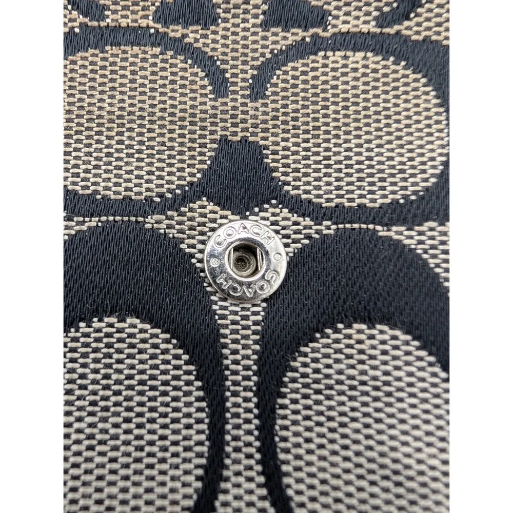 Authentic Coach Ivory & Black Jacquard Slim Tri-Fold Signature Hampton Wallet